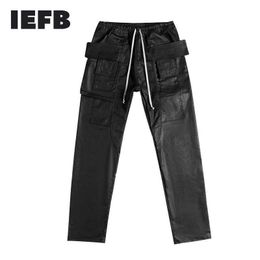 Men's Jeans IEFB Men's 2022 High Quality New Black Waxing Coated Denim Elastic Locomotive S-XL Pants Casual Straight Trousers Ins Trend Cool T221102