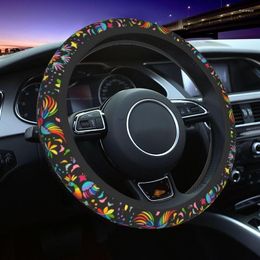 Steering Wheel Covers Elegant Mexican Floral Pattern 14.5-15 Inch Women Men Mexico Anti-Slip Protector For Sedan