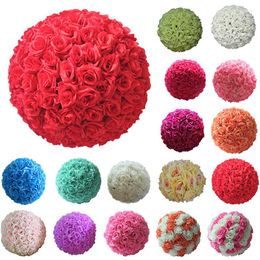 Decorative Flowers 10 Pcs Lot Elegant Wedding Kissing Balls 25cm Artificial Silk Rose Flower Ball For Festival Celebration Decorations
