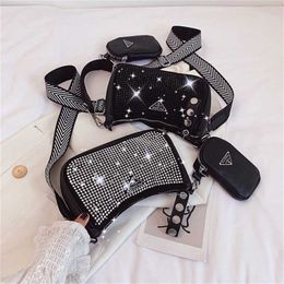 Purse three in one small bag women's new Rhinestone chest bag sling one Shoulder Messenger armpit bag Outlet Black Friday MPLZ