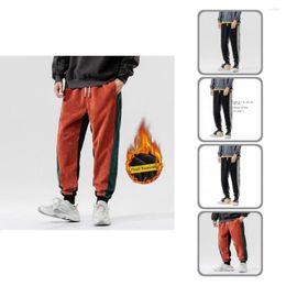 Men's Pants Trousers Plush Lining Sporty Ankle Tied Windproof Lace-up Sweatpants Men For School