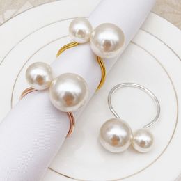 Christmas Pearl Napkin Rings Gold Silver Christmas Birthday Wedding Dinner Valentines Party Table Decor