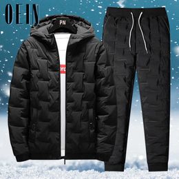 Tracksuit OEIN Winter Men Parka Set Outwear OvercoatCotton Pants Suit Casual Warm Pcs Parkas Sets Slim Fit Mens Clothing Y2211