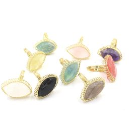 Natural Stone Irregular Ring White Crystal Gold Color Wire Wrap for Women Braided Trendy Gem Creative Finger Jewelry BT002