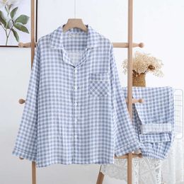 Sleepwear Men's Pamas Can Be Worn Outside Spring and Autumn Thin Cotton Long-sleeved Trousers Plaid Simple Homewear Men Pyjama Set T221103