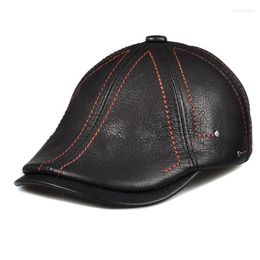 Berets Winter Svadilfari 2022 Visors Cap High Quality Genuine Leather Hats For Men Women Driving Cowhide Hat Planas Flat Black