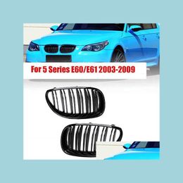 Steerings Transmissions Car Front Kidney Grilles Racing Grill For E60 E61 5 Series M5 520I 535I 550I 20042010 Dual Line Double Sla Dhfmy