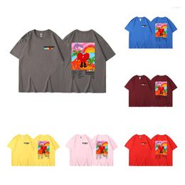 Мужские футболки дизайнерская рубашка Bad Bunny Unisex Короткие рукава Tees подростки взрослые поклонники девочка подарки
