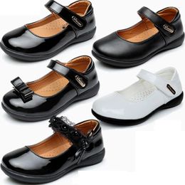 Flat Shoes Child Leather Girls Princess PU Little Kids Formal Bowite Flats Big Party Students Single