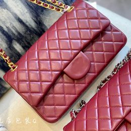 Womens Classic Double Flap Quilted Lambskin Bags Red Grey Gold/Silver Matelasse Chain Crossbody Shoulder Multi Pochette Handbags With Back Pouch Sacoche Purse 25CM
