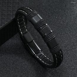 Bangle Fashion Braided Men's Bracelet Leather Vintage Punk Cord Magnetic Buckle Jewelry