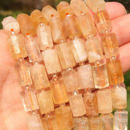 Beads Natural Stone Faceted Yellow Citrines Cylinder Loose Spacer For Jewelry DIY Making Charms Bracelet Earrings Accessories