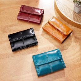 Women Wallet Retro Oil Wax Leather Multi-card Mini Card Holder Ladies Coin Purse Fashion Female Credit Wallet