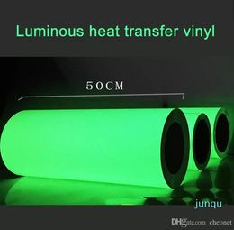 decorative 1 sheet 25cmx100cm Luminous Heat Transfer Vinyl noctilucent Press Machine Tshirt Iron On HTV Printing vinyl