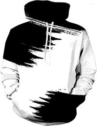 Men's Hoodies 2022 Autumn And Winter Black White Stripe Ink 3D Sweater Men's Pullover Hoodie Casual Comfort