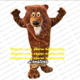 Brown Long Fur Lion Mascot Costume Adult Cartoon Character Outfit Suit Commercial Promotion Theatrical Performance zz8033