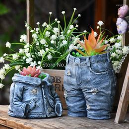 Wall Clocks AMERICAN DENIM PANTS FLESHY FLOWER POT REISN ORNAMENTS COURTYARD GARDEN FIGURINES DECORATION OUTDOOR PARK SCULPTURE CRAFTS ART