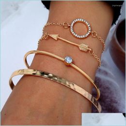 Bangle Bangle Fashion 4 Pcs Set Bracelets Bangles For Women 2022 Vintage Leaf Womens Twist Knot Jewelry Accessories Drop Delivery Dhmjo