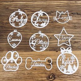 Christmas Decorations Personalised Name Bauble White Acrylic Snowflakes Ball Custom Tree Ornaments Gift Tags