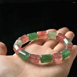 Strand 2022 Ly Natural Red Green Strawberry Quartz Crystal Rectang Beads Fashion Women Bracelet 10 14mm Stone