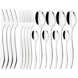 Flatware Sets 4Pcs/Set Western Steak Knife Fork Tea Spoon Dinnerware Set 304 Stainless Steel Cutlery Kitchen Silverware Tableware