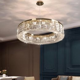 Chandeliers Modern Led Crystal Chandelier For Living Room Round Home Decor Hanging Lamp Luxury Creative Bedroom Light Gold Kitchen Lustre