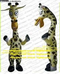 Lovely Yellow Giraffe Giraffa Cameleopard Mascot Costume Adult Short Tentacles Long Sharp Ears Round Bright Eyes No.7074 FS