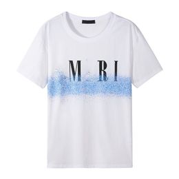 Men's T-Shirts Summer cotton casual letter spray paint pattern youth round neck short sleeve men's t-shirt