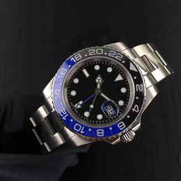 40mm Automatic Mechanical Watch Blue Black Ceramic ALL Working Single Adjust GMT Sapphire WristWatches Super Luminous Montre De Lu227S