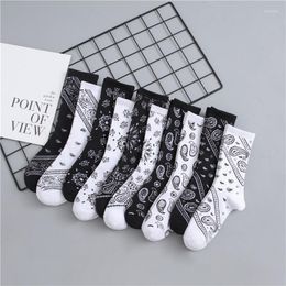 Men's Socks Street Fashion Black And White Cotton Stockings West Hip Hop Style Skateboard Youth Funny Men's