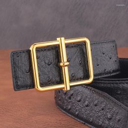 Belts Fashion Belt Men's Luxury Designer Fancy Jeans 3.8Cm Wide Hollow Button Leather High Quality