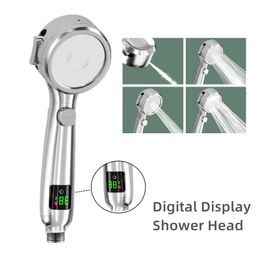 Bathroom Shower Heads 4 Modes Temperature DigitDisplay Handheld No Charging Required High Pressure Water Saving For 221103