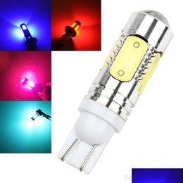 Car Bulbs 10X Pink Ice Blue Red Amber Yellow White High Power 5 Cob T10 W5W 7 5W Led Projector Backup Reverse Lights Bb Lamp Drop De Dhgzn