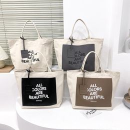 New spring and summer letter canvas shoulder bag large capacity Japanese handbag tote bag for female students in class