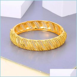 Bangle Bangle Hollow Women Buckle Exqusitive18K Yellow Gold Filled Lady Girlfriend Wedding Party Jewelry Gift Dia 60Mmbangle Drop De Dh2Rc