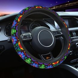 Steering Wheel Covers Mexican Floral Universal Cover For SUV Mexico Otomi Car Protector 15 Inch 37-38cm Auto Accessories