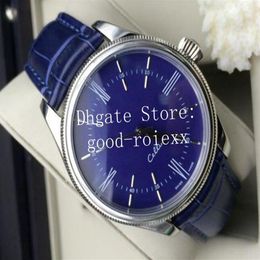 New Gents Men's Automatic 2813 Movement Watch Men White Black Blue Dial Watches Sapphire Classic Cellini 50509 Leather Dress 222h