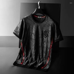 Men's T Shirts Brand High-end Luxury Europe Short Station Sleeve T-shirt Men's 2023 Summer Trend Jacquard Casual Half Loose Large Top