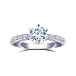 Cluster Rings Custom Design 18K White Gold Lady Engagement Wedding Ring Round Cut Lab Grown Diamond