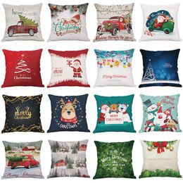 Pillow Christmas Linen Cover 18x18in Living Room Sofa Coffee Shop Seat Car Short Plush 45x45cm Home Decoration