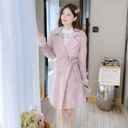 Women's Trench Coats Woman Pink Long Coat Fashion Korean Streetwear Loose Casual Elegant 2022 Thin Autumn Women's Windbreaker Femme