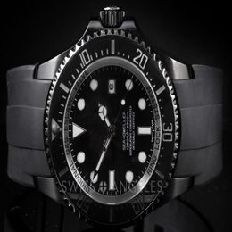 Luxury High Quality Brand Watches 116660 Stainless Steel Sea-Dweller PVD Movement Automatic Mechanical Mens Watch Rubber Strap Wat245O