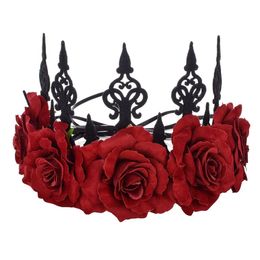 Headbands Headbands Rose Red Flower Crown Woodland Hair Wreath Festival Headband F67 Drop Delivery 2022 Naturalstore Amrpm Jewellery Otwhz