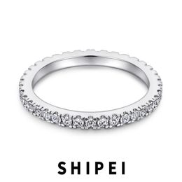 Кольцо для пасьянса Shipei Fashion 925 Серебряный серебряный белый белый сапфир Gemstone Made Band 18k золота, покрытый женщинами, изящные украшения оптом 221103