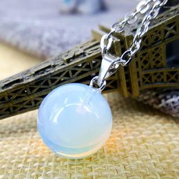 Pendant Necklaces Natural Stones Alloy Opal Spherical Birthstone Necklace Banquet Party Women's Clothing Matching Accessories