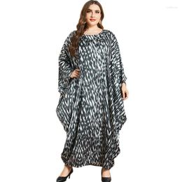 Ethnic Clothing Plus Muslim Printed Long Dress Kaftan Abaya Oversized Bat Sleeve Arab Jilbab Robe Gown For Women Ladies Casual Islamic