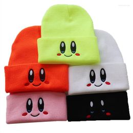 Berets Eye Embroidery Crimping Girl Autumn Winter Beanie Hat Keep Warm Unisex Aldult Cartoon Knitting Skull Cap Ski