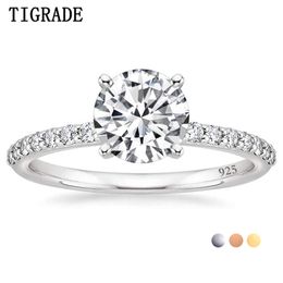Solitaire Ring TIGRADE 925 Sterling Silver for Women 1.25 CT Round Cubic Zirconia Engagement Halo Promise Size 4-12 221103