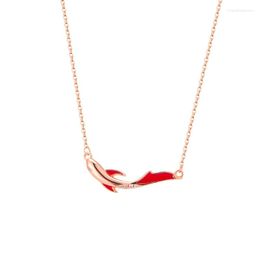 Chains S925 Sterling Silver Koi Necklace Women's Luxury Small Crowd Design Sense Carp Enamel Pendant Neckchain Collar Chain