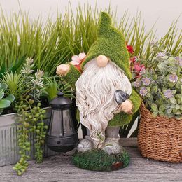 Gnome Dwarf Garden Decoration Statue Lantern LED Solar Lamp Resin Figurines Outdoor Lawn Courtyard Patio Decor Sculpture Craft